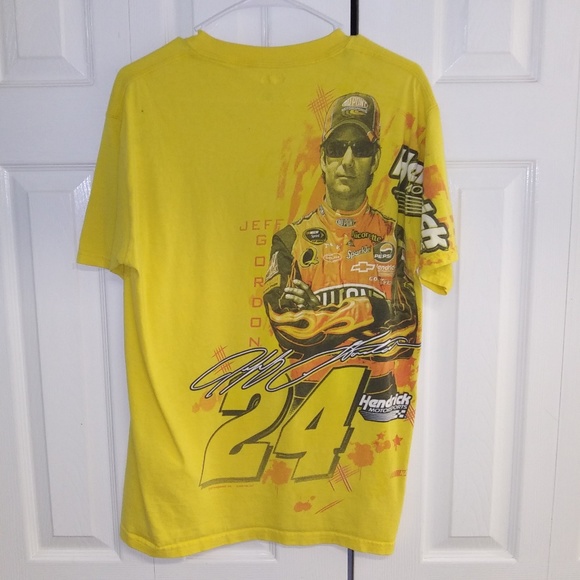 Jeff Gordan 24 Hendrick Motorsports Race Car Yellow T-Shirt, Double Sided - Picture 7 of 16